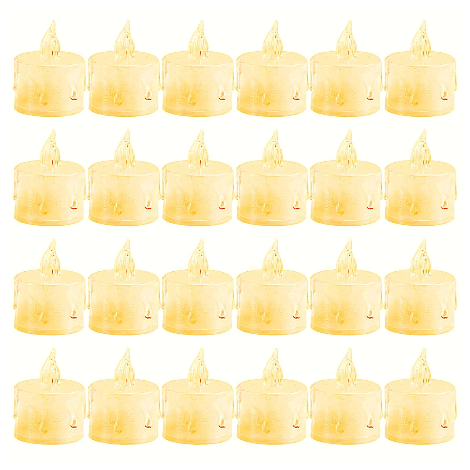 Battery Operated Flameless LED Tea Lights Candles, 24 Pack 100+ Hours Realistic & Bright Electric Fake Candle Lights, for Halloween Christmas Wedding Festival Home Decor in Warm Yellow