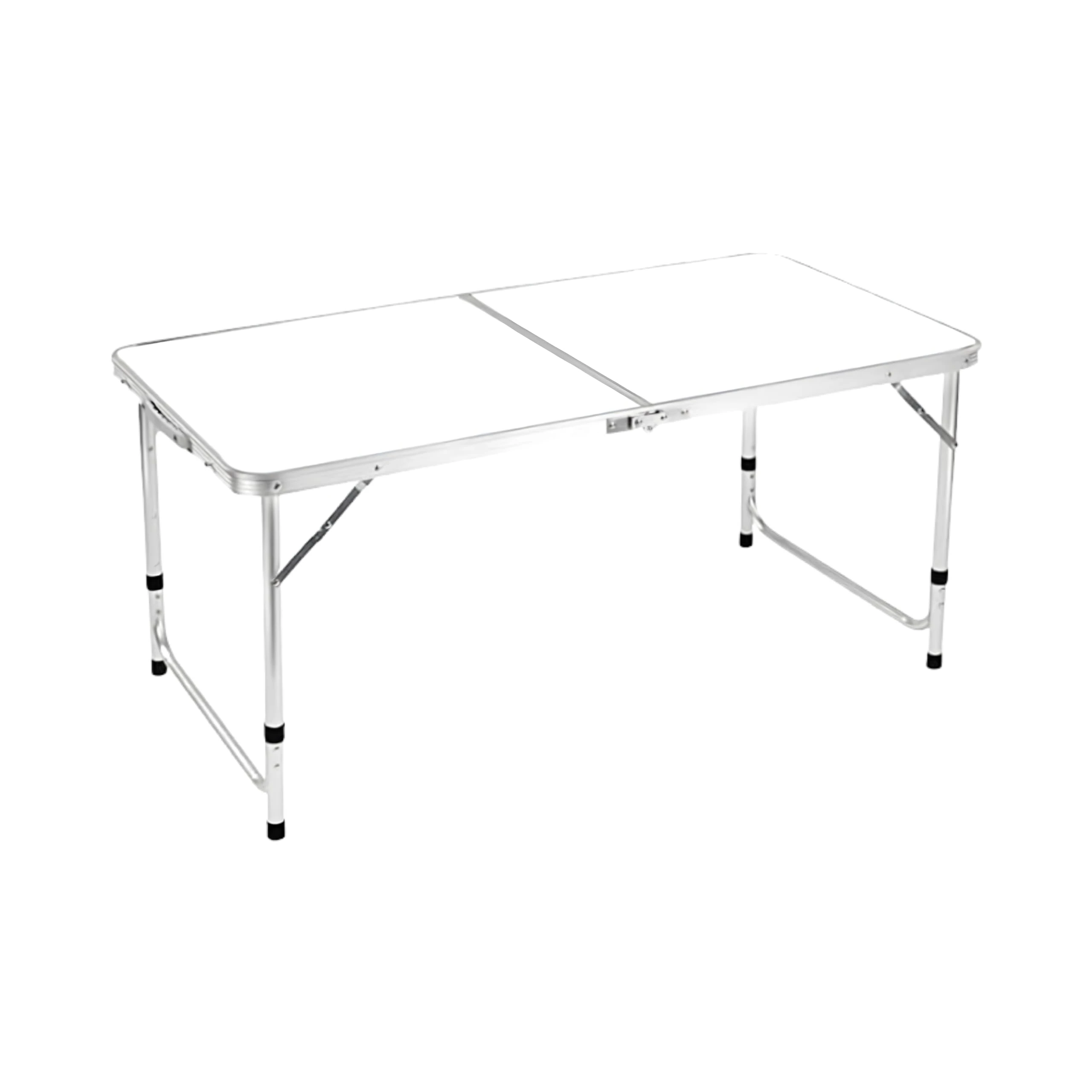 BARGAIN FACTORY 4ft Heavy Duty Folding Table Picnic Table Sturdy Metal Frame With Handle, Adjustable Height Portable Waterproof Easy to Carry Ideal for BBQ Party Camping, Beach, Indoor & Outdoor Use