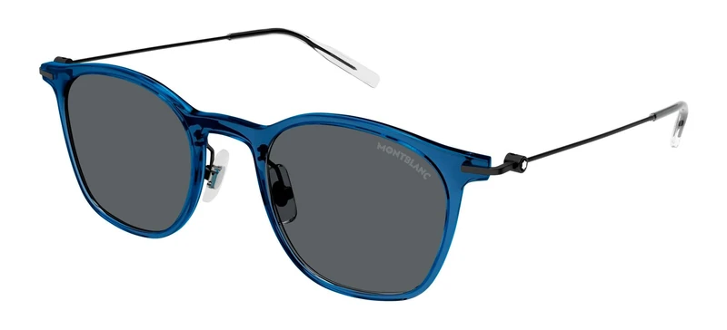 Montblanc Men's MB0098S-011 53 Injection Sunglasses, Light Blue-Black-Grey, Light-blue-black-grey, 53