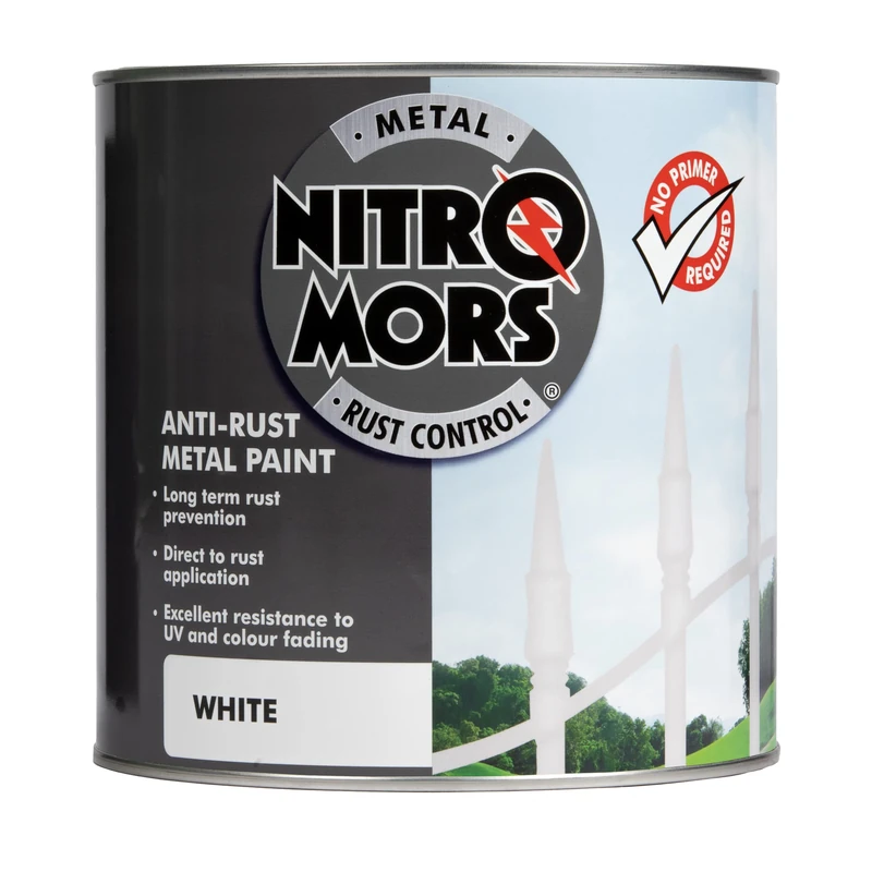 Nitromors Smooth Metal Paint, Rust Protection & UV Resistant for Metal Doors, Garden Furniture, Gates & Railings, White 2.5 L
