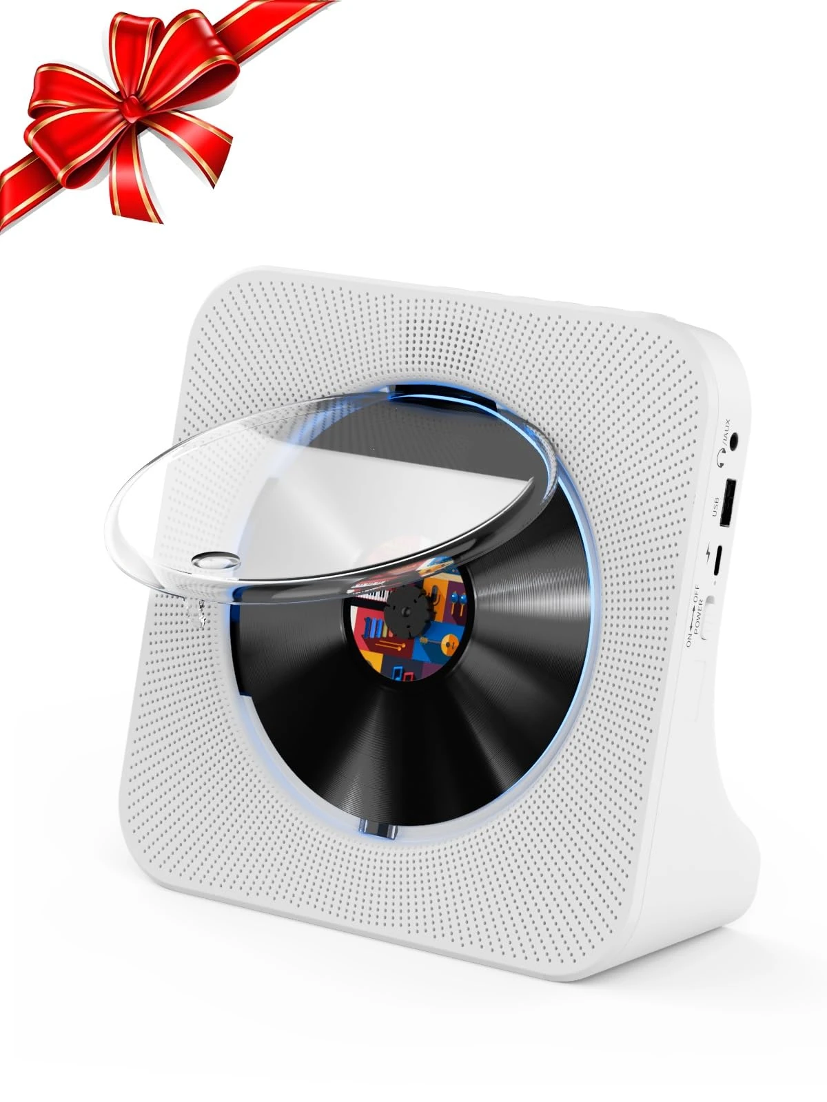 Gueray CD Player Bluetooth Desktop CD Players for Home with Timer Built-in HiFi Speakers with LCD Screen Display Home Audio Boombox FM Radio USB Type-c MP3 Music Player