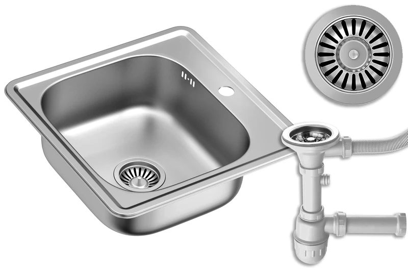 QUADRON Joe Single Sink Stainless Steel Sink Sink Drain Included Suitable for Cabinets from 45 cm Installation (Satin)