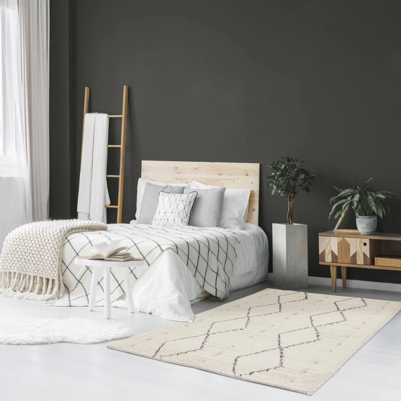 BALTA Rug for the Living Room with Berber Spirit, Scandinavian Rug for the Living Room - Bedroom, Flat Weave and Pile Height 22 mm, 3D Effect, 100% Polypropylene, 120 x 170 cm, Black - Cream - Image 1