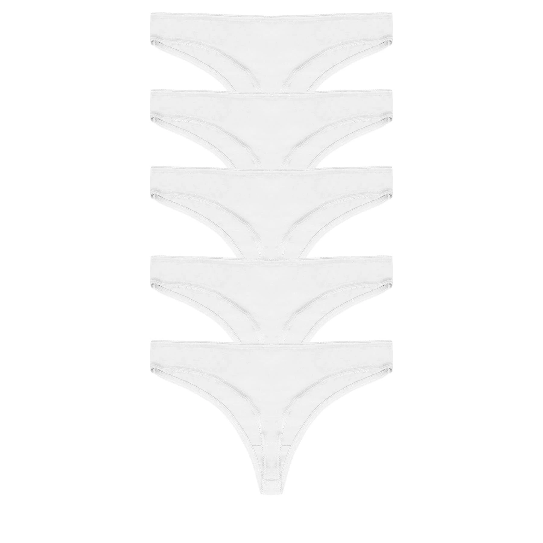 Style It Up 5 Pairs Ladies Womens Thong Briefs Underwear 100% Cotton Comfortable (White, XS)