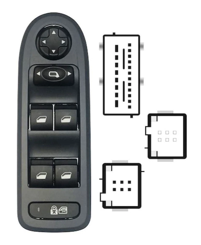 Window Regulator button made for PEUGEOT 308 from 2008 to 2013 Left Button 26 PIN v.Ret. +Window Regulator el 649026