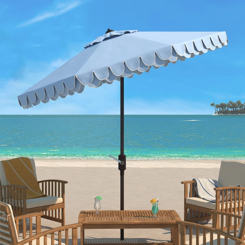 Safavieh Patio Parasol, Metal, Blue and White, 255 x 255 x 248 cm