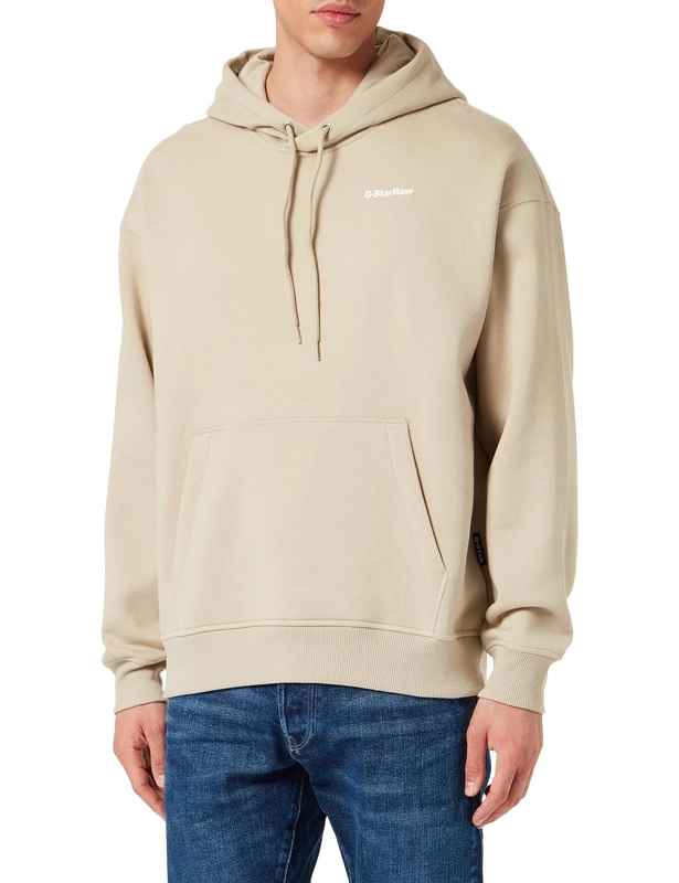 G-Star Men's Back Graphic Match Loose Hoodie, Beige (spray green D23824-A971-D606), L