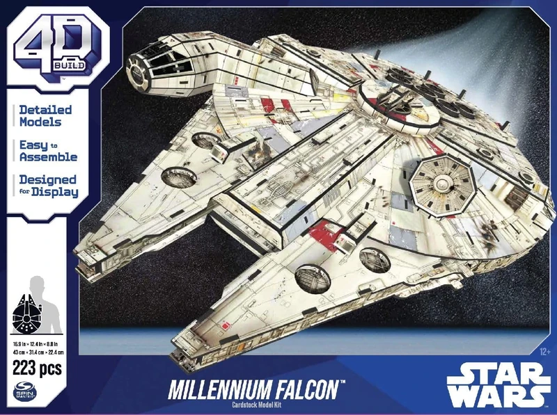 4D Build 6069815 Millennium Falcon 3D 223 Pieces Star Wars Desk Decor Building Toys Paper Model Kits for Adults and Teens 12+