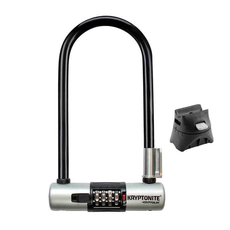 Kryptonite KryptoLok Combo Bike U-Lock Standard, Anti-Theft Security Bicycle Lock Sold Secure Gold, 12.7mm Steel Shackle, 4-Digit Resettable Combination U Lock for Scooter Road Mountain Bikes