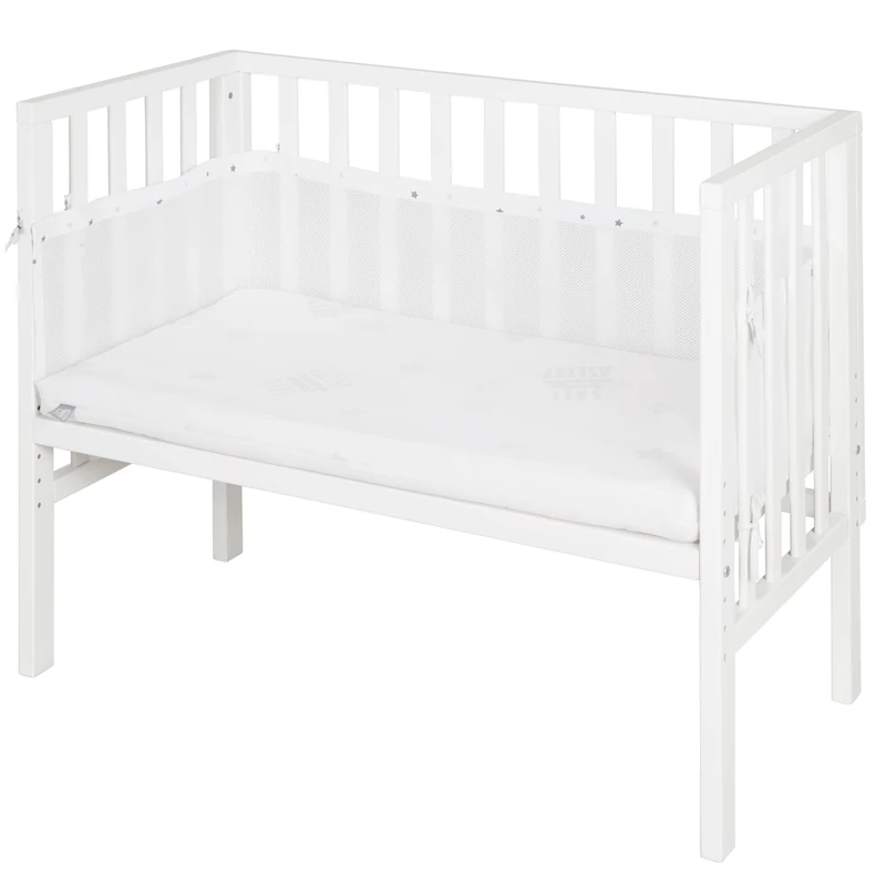roba Safe Asleep 2-in-1 Bedside Crib - White Wood 45x90cm