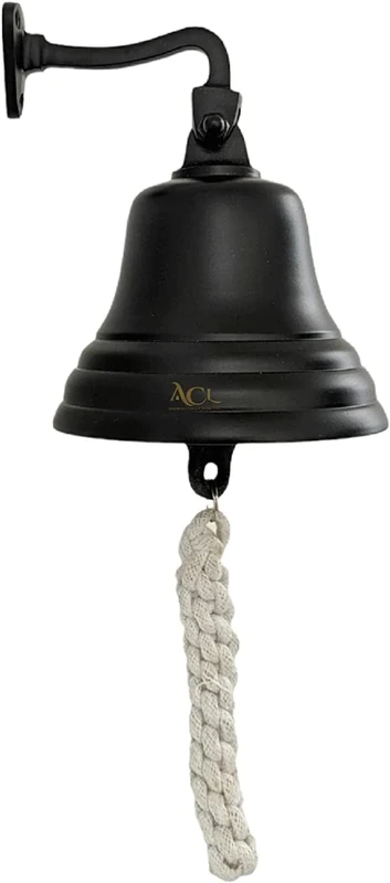 ACL Last Order Bell - Bar Accessories for Home Pub Hand Bell – Wall Mounted Bar Bell Nautical Decorations – Unique Black Bell with Crisp Loud Sound Ideal for Christmas, Reception, Pubs 10 Inch