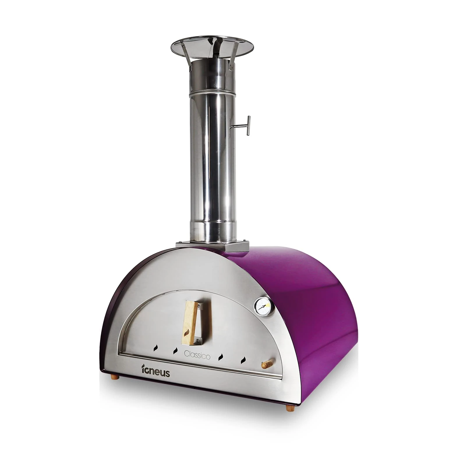 Igneus Classico Wood Fired Outdoor Pizza Oven in Aubergine | Cooks two 12" pizzas | Ideal for families