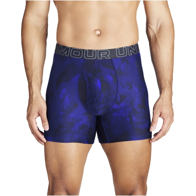 Under Armour Men's Multi-Pack Performance Tech Boxerjock Brief, 6" Inseam, All-Day Comfort & Soft Boxer, Royal Windstream Print, Pack of 3, M