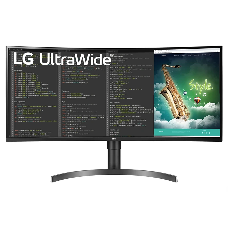 LG Electronics UltraWide Curved Monitor 35WN73AP-B, 35 inch, 1440p, 100Hz, 5ms, VA Display, HDR 10, AMD FreeSync, Energy Saving, HDMI, Displayport, USB C, Anti Glare