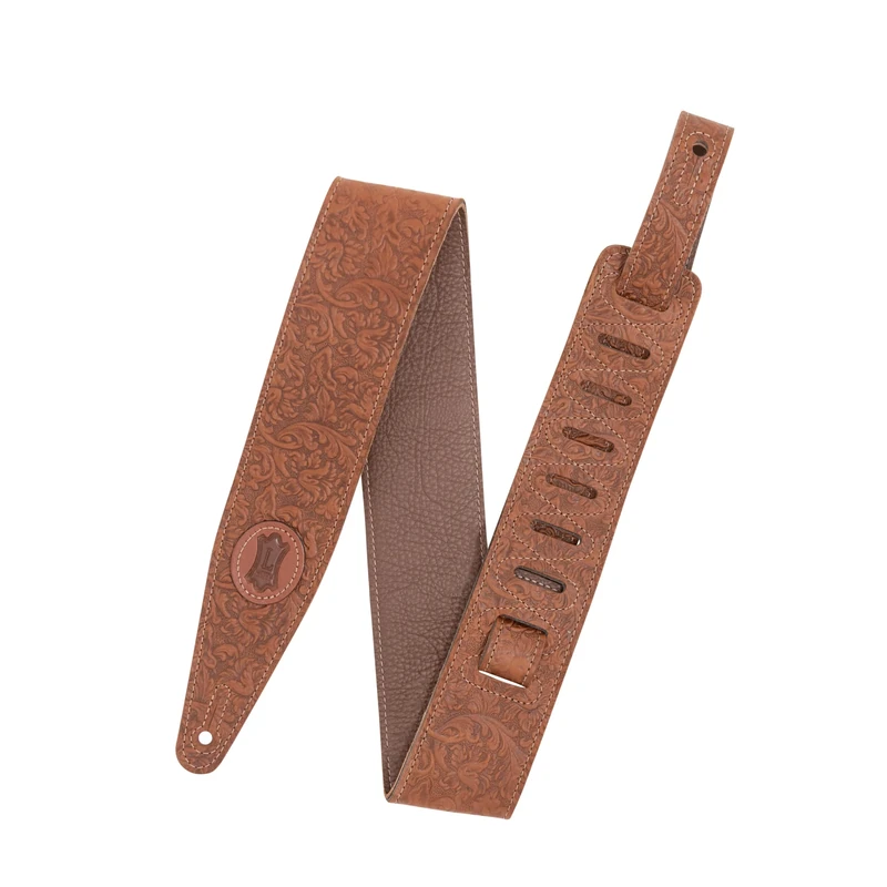 Levy's Leathers 2.5" Florentine Series Leather Brown Height Adjustbale 48"-55" Guitar Strap (M317FCL-BRN)
