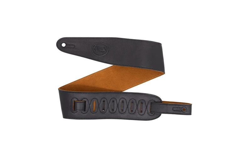 Levy's Leathers 3" Garment Leather Contrasting Suede Backing Black & Honey Guitar Strap (MGS44ST3-BLK-HNY)