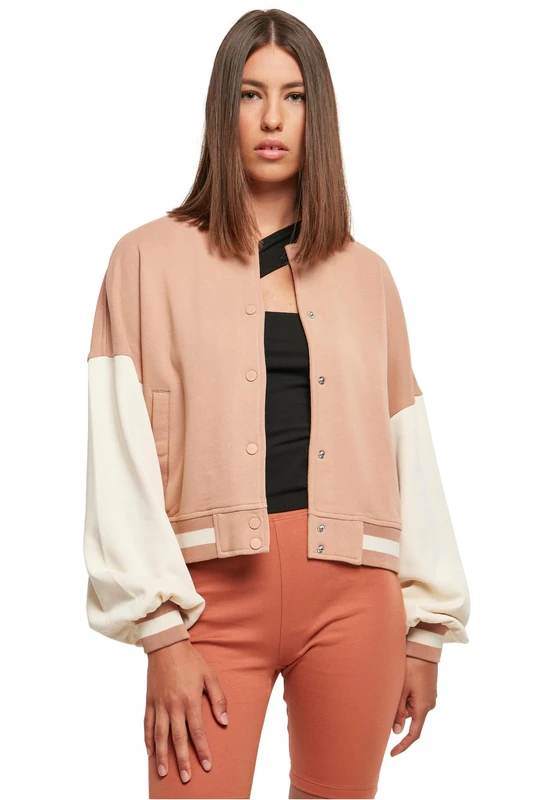 Urban Classics Women's Ladies Oversized 2 Tone College Terry Jacket Jacket, Amber/whitesand, - Image 1