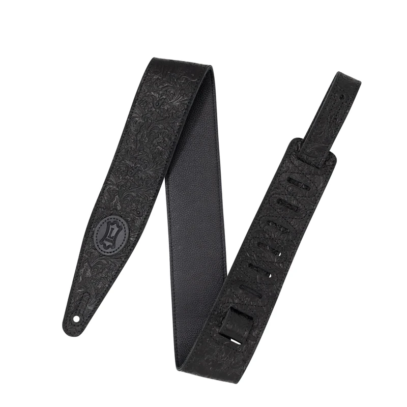 Levy's Leathers 2.5" Florentine Series Leather Black Height Adjustable 48"-55" Guitar Strap (M317FCL-BLK)