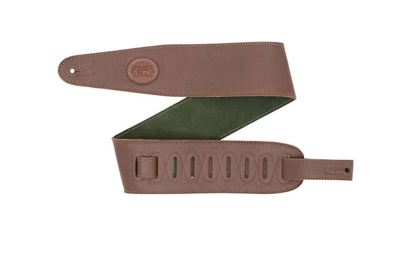 Levy's Leathers 3" Garment Leather Contrasting Suede Backing Brown & Green Guitar Strap (MGS44ST3-BRN-GRN)