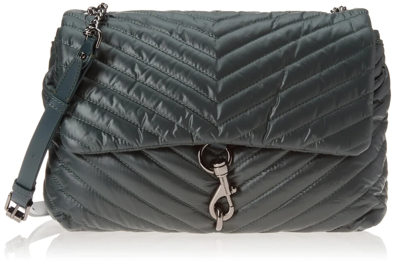 Rebecca Minkoff Edie Flap Shoulder Bag, Deep Jade/Gunmetal, Jumbo