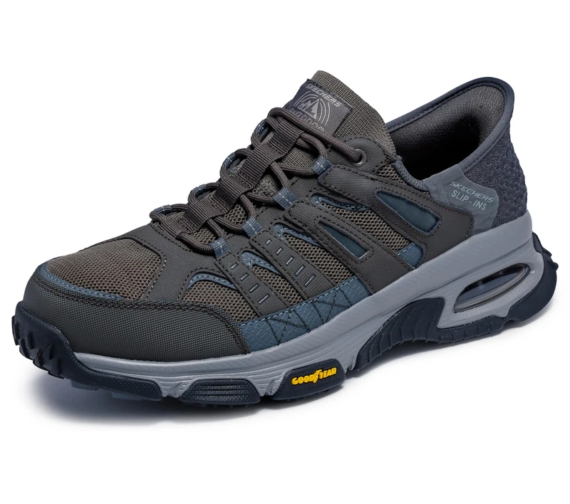 Skechers Men's Air Envoy Emissary Slip-in Sneaker Trainers, Grey/Brown, 8 UK