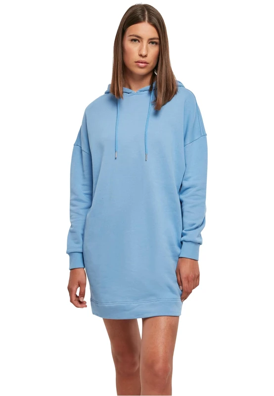 Urban Classics Women's Dress Ladies Organic Oversized Terry Hoodie Dress Horizon Blue S, Horizon Blue, S