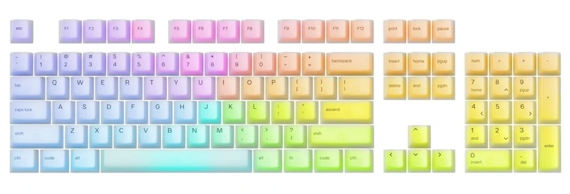 Glorious Gaming 115x Polychroma RGB Keycaps - Transluscent for Max RGB, Cherry Profile, Super Durable Polycarbonate, Original Typeface, Rich Acoustics, US Layout - Polychroma