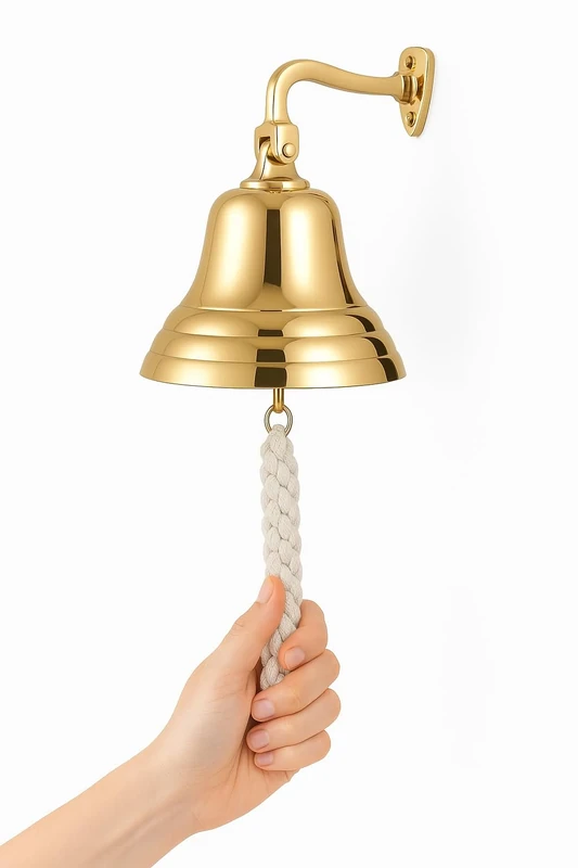 ACL Last Order Bell - Bar Accessories for Home Pub Hand Bell – Wall Mounted Bar Bell Nautical Decorations – Unique Brass Bell with Crisp Loud Sound Ideal for Christmas, Reception, Pubs 7 Inch