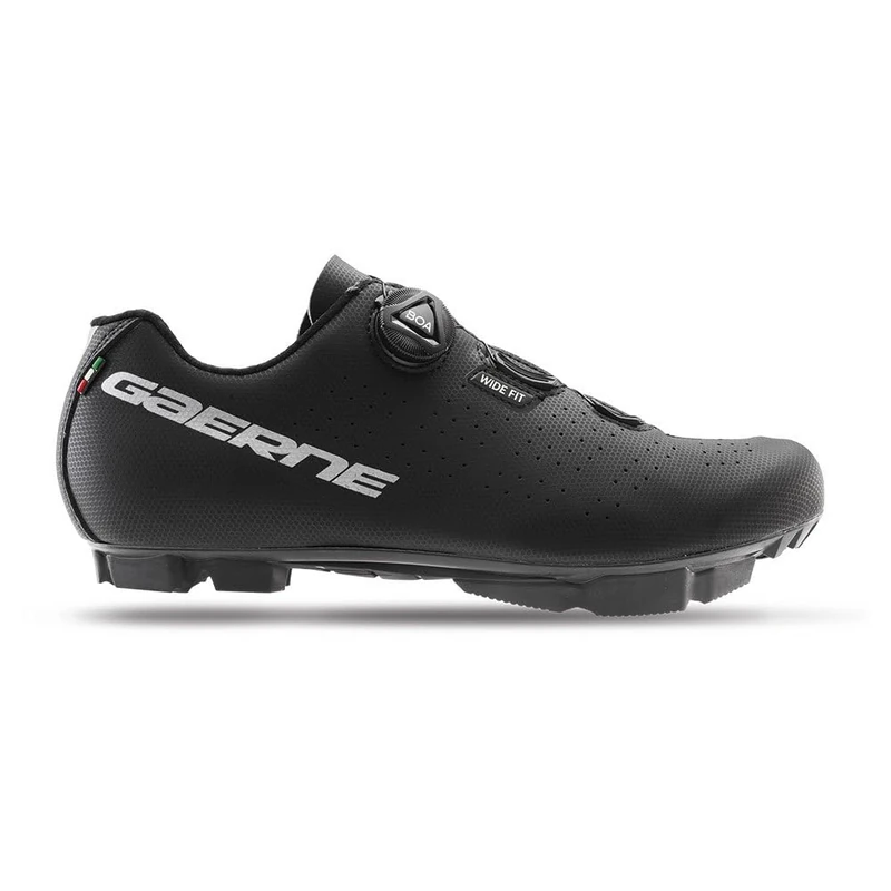 Gaerne Trail Wide MTB Shoes - Wide Fit Mountain Bike Shoes with High-Grip Sole, Durable Breathable Upper & Supportive Closure for Comfort on Trails - Matt Black - Size 41
