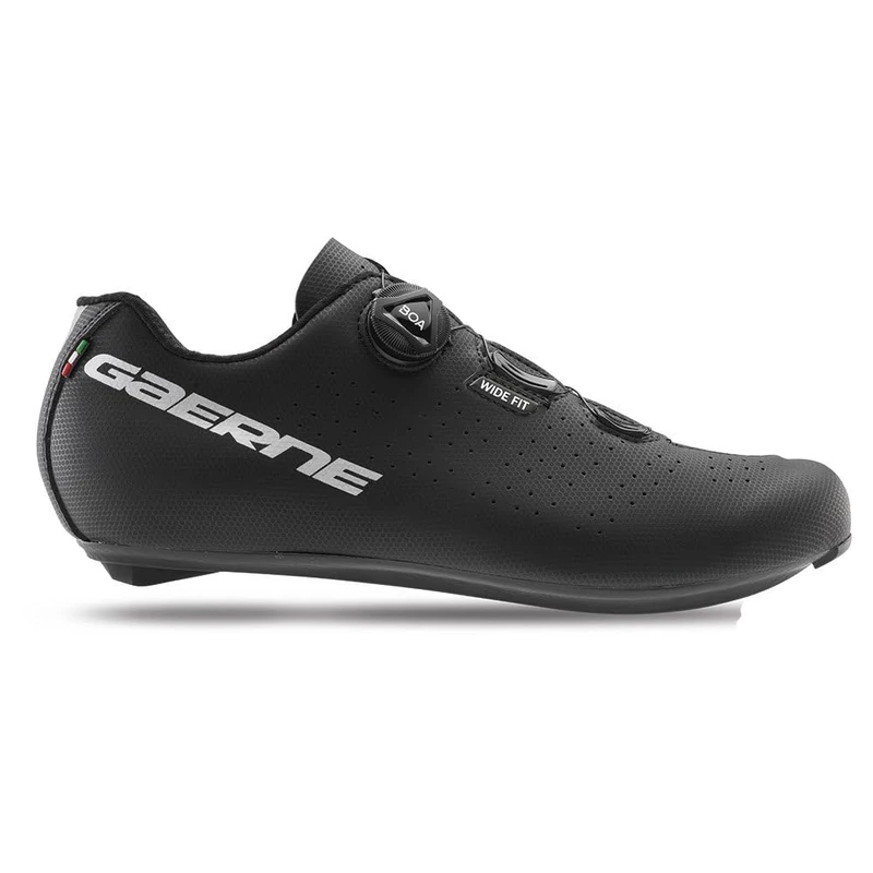 Gaerne Sprint Wide Road Cycling Shoes - Wide Fit Performance Bike Shoes with Stiff Nylon Sole, Enhanced Ventilation & Secure Closure for Comfortable Road Riding - Matt Black - Size 42
