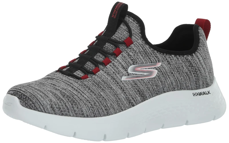 Skechers Gowalk Flex Men's Air Cooled Foam Sports Trainers, White Black 2, 11.5 US X-Wide