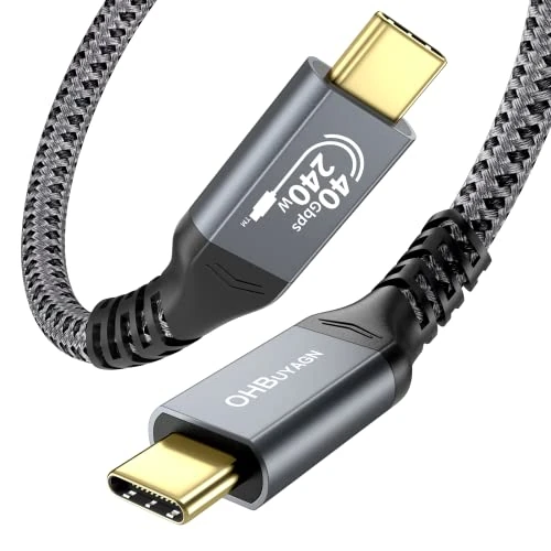 OHBUYAGN USB4 8FT 240W Cable - 40Gbps Thunderbolt 4 USB-C to USB-C