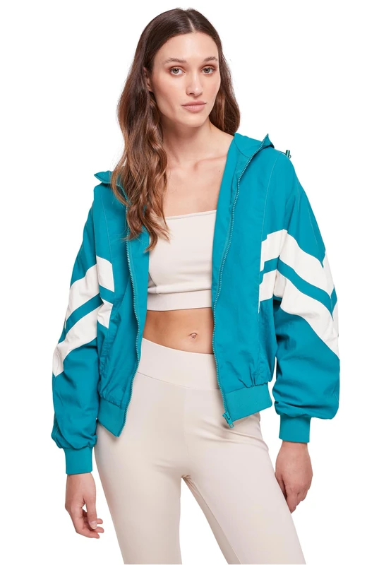 Urban Classics Women's Ladies Crinkle Batwing Jacket Jacket, Watergreen/whitesand,