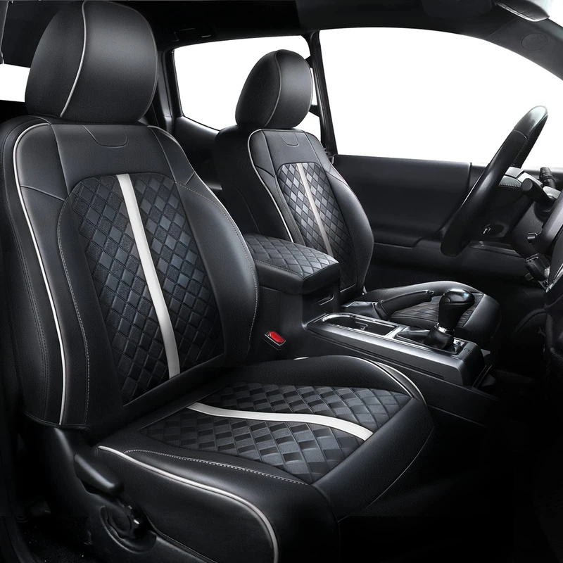 Carlimeki Tacoma Seat Covers Custom Fit For 2016-2023 Double & Crew Cab Tacoma SR, SR5, Limited, TRD Pro, TRD Sport, TRD Off-Road, Trail Special Edition - Center Console Armrest Covers - Fully Covered