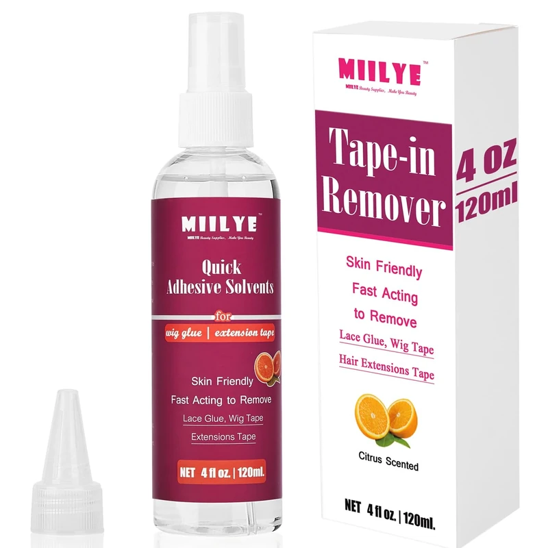 MIILYE Lace Glue Remover/Tape in Extension Remover Spray 4OZ/120ml, Wig Remover for Front Lace Wig Fast Removes Double Sided Adhesive Tape Hair Extensions| Gentle on Skin| No Greasy| Easy to Clean