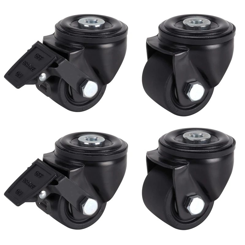 Dörner + Helmer Set of 4 Heavy Duty Plastic Castors 65 mm, Back Hole 13 mm, Roller Mix, Load Capacity 500 kg/Set