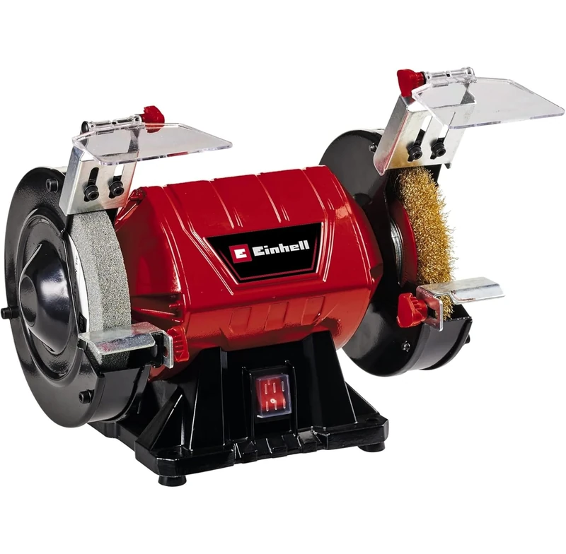 Einhell 150mm Dual Bench Grinder Polisher - 350W, 2980 RPM, 16mm Wide Coarse (K36) and Wire Brush Wheels - Electric Bench Polisher and Bench-Top Grinder for Grinding, Polishing and Sharpening