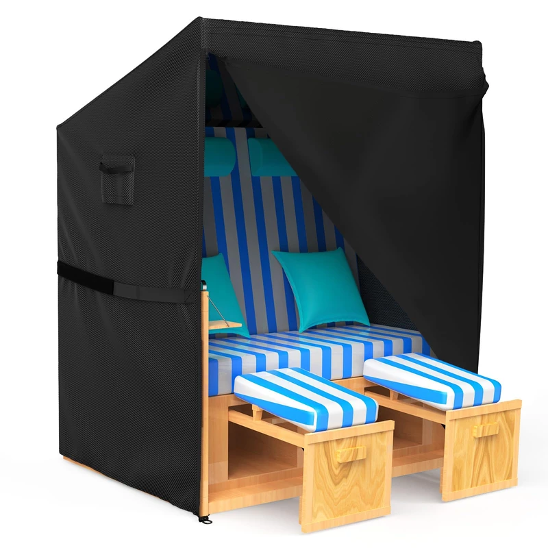 Armorget Protective Cover for Beach Chairs, Winterproof, 135 x 105 x 175/140 cm, 600D Oxford with Waterproof Zips, Drawstrings, Hook and Loop Fasteners, Beach Chair Cover with Ventilation Openings