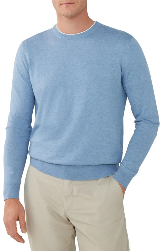 Hackett London Men's Cotton Cashmere Crew Blue S