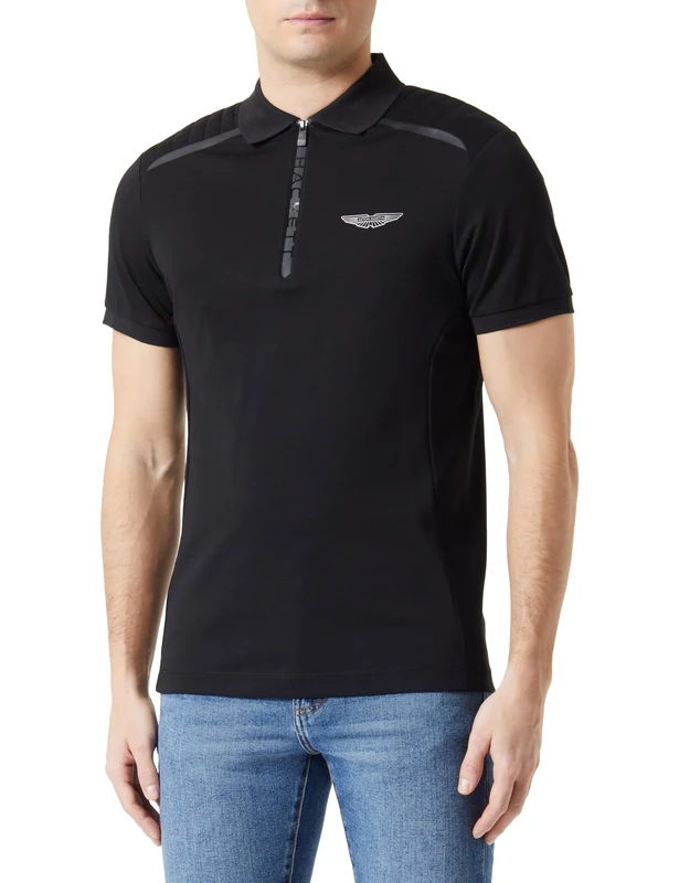 Hackett London Men's AM Zip Polo, Black (Black), S