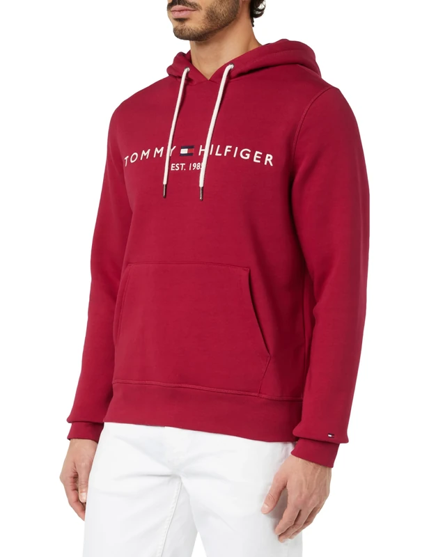 Tommy Hilfiger Men Tommy Logo Hoody Hoodies, Red, XS