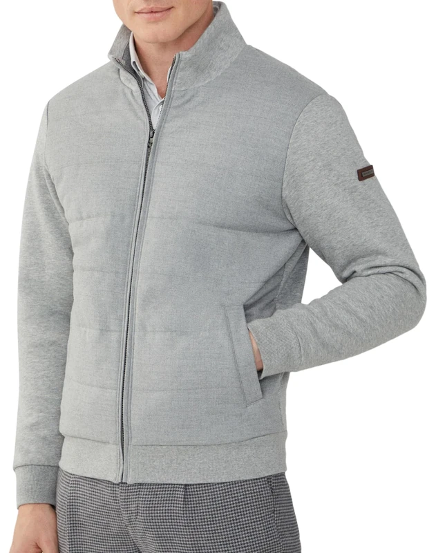 Hackett London Men's MARL WVN QUILT FZ Grey XL