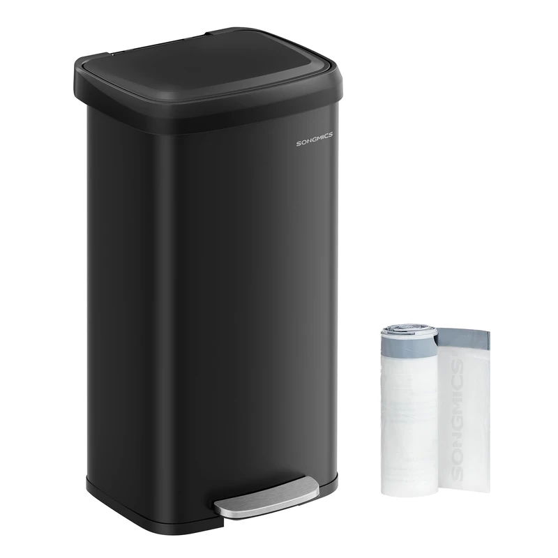 SONGMICS 18 Gallon (68 L) Metal Kitchen Bin - Black LTB520B6802