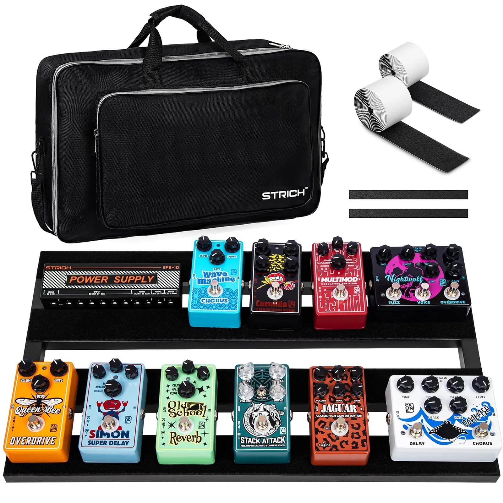 STRICH Guitar Pedal Board Aluminum Alloy 2.65lb Lightweight Effect Pedalboard 22'' x 12.5'' with Carry Bag, STANDARD 22 (Angled)