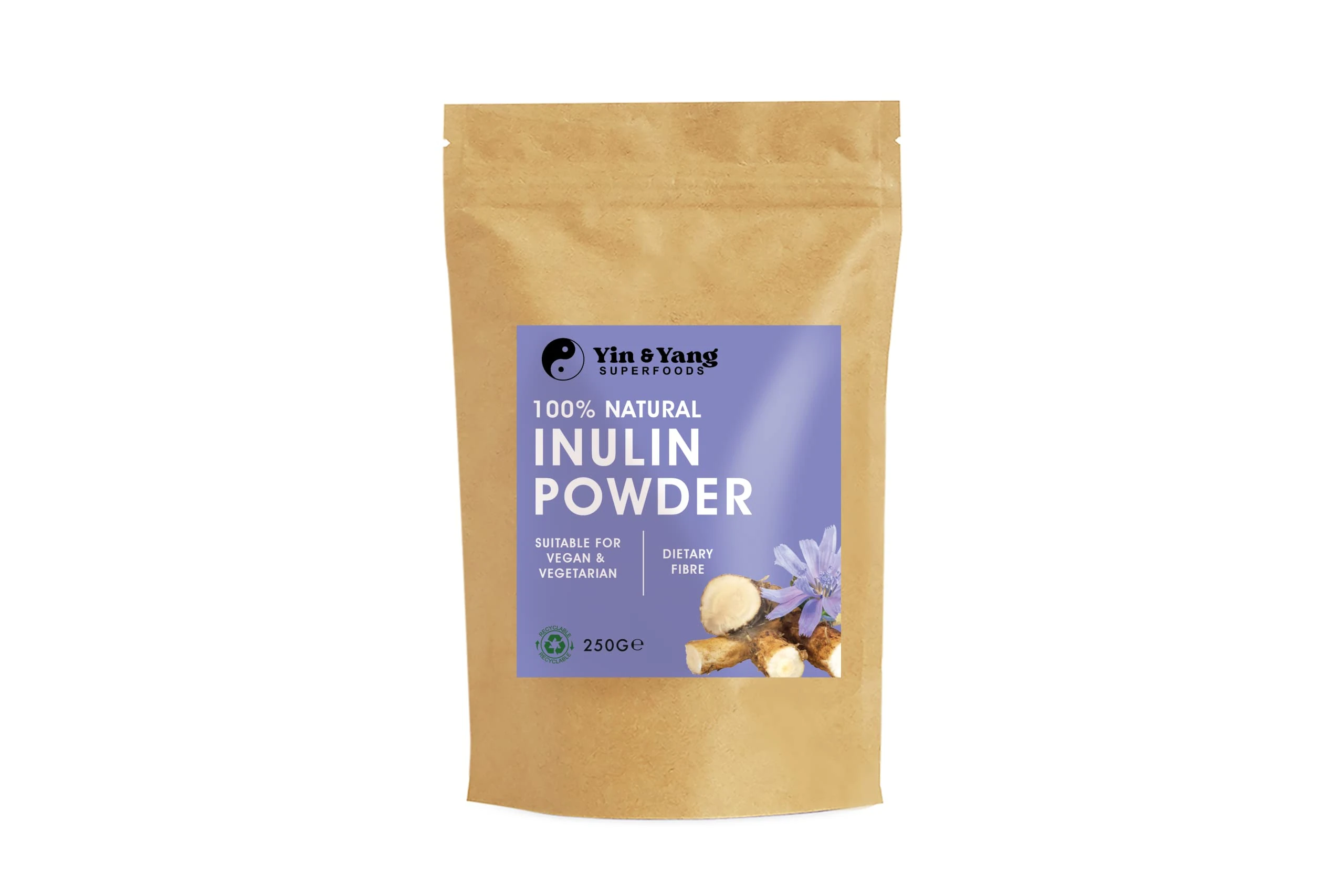 Premium Inulin Powder 250g - Dietary Fibre from Chicory Root | Vegan, Non-GMO, Palm Oil Free | Fibre Supplement Made in The EU