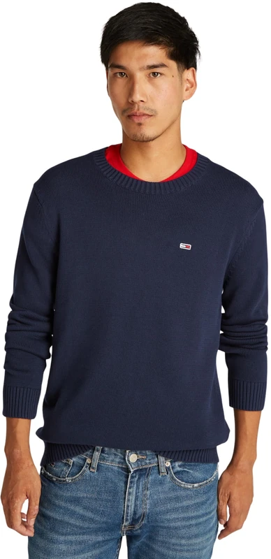 Tommy Jeans Mens Tjm Slim Essntls C-neck Dm0dm18370 Pullover Sweater, Dark Night Navy, XXL Plus Tall UK