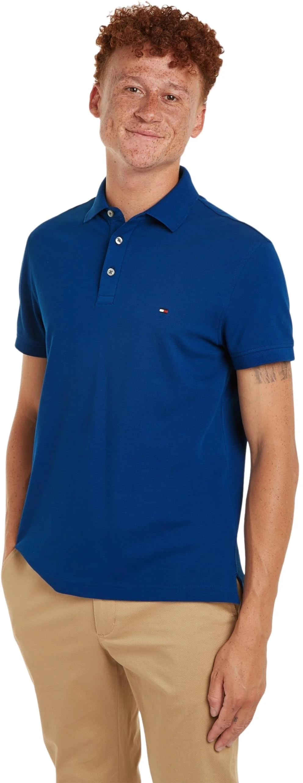 Tommy Hilfiger 1985 Slim Polo S/S Polos Men's, Blue (Anchor Blue), XL