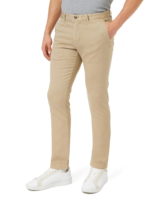 Tommy Hilfiger Men Chino Bleecker Structure GMD Woven Pants, Beige, 36/34
