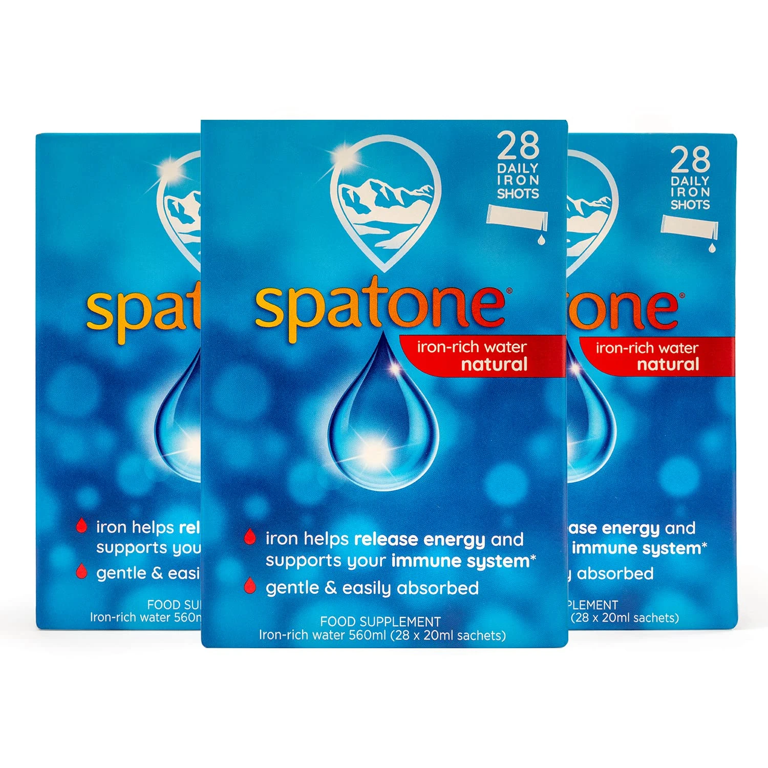 Spatone 100% Natural Iron Supplement (84 Sachets), Daily Convenient Liquid Iron Sachets, Nothing Artificial, Better Absorption than Tablets, Less Side Effects, Original Flavour