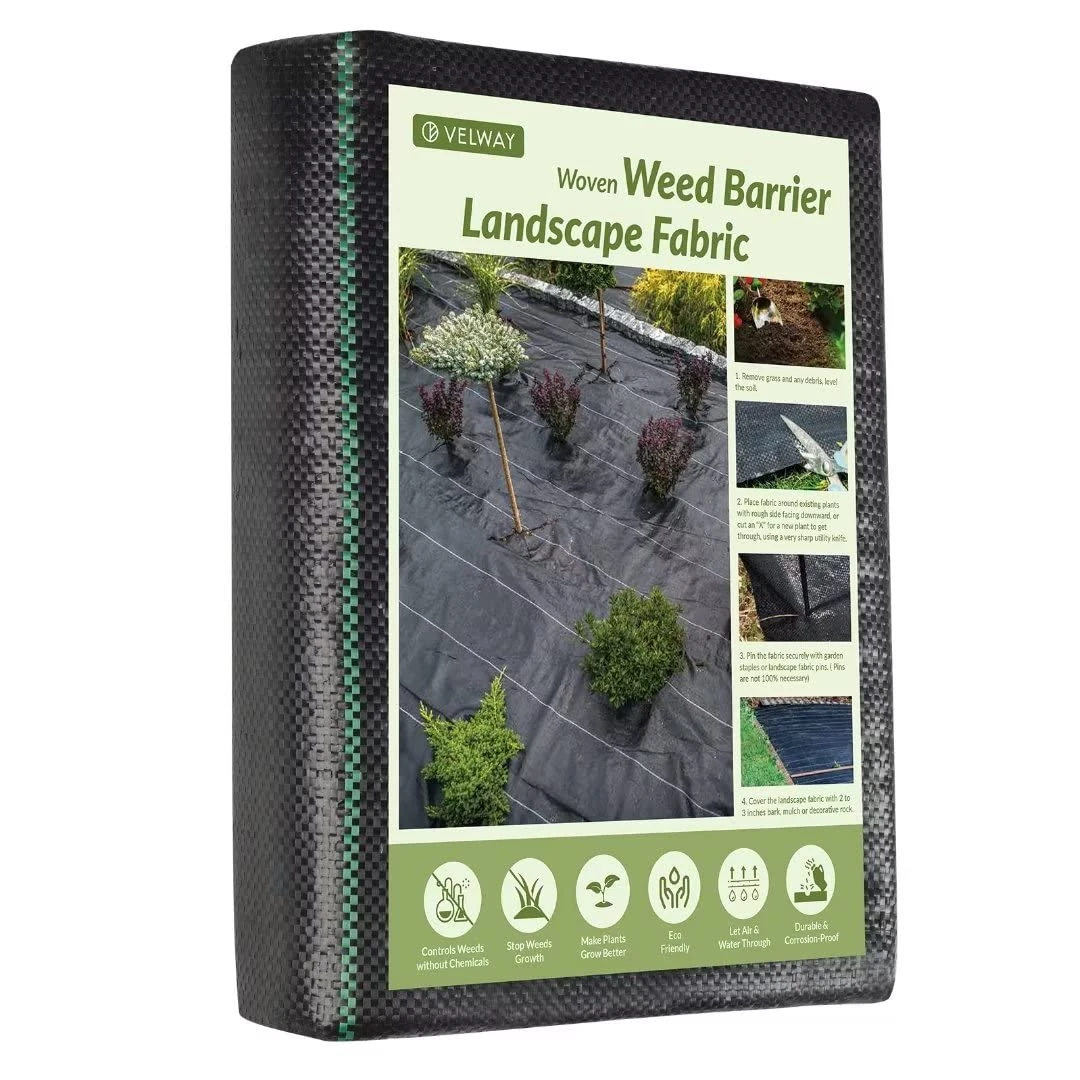 Velway Weed Control Membrane Heavy Duty - 0.9x15M Weed Control Barrier Fabric Landscape Ground Cover for Artificial Grass Patios Paths Flower Beds - Weed Suppressant Membrane